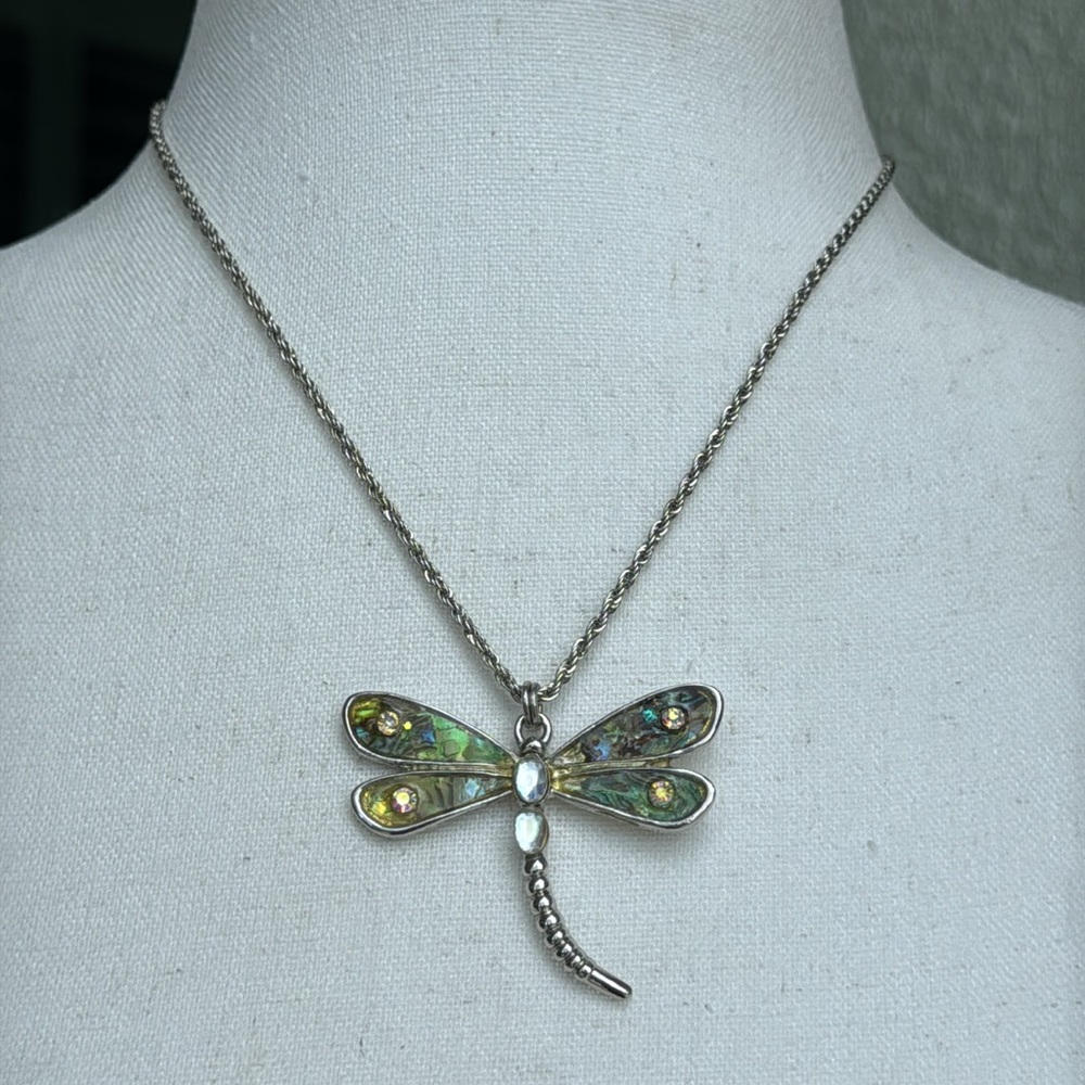 Vintage Cookie Lee dragonfly pendant necklace